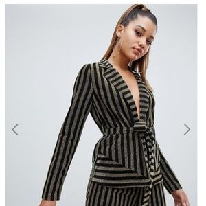 NWT PrettyLitteThing tie waist outfit in metallic